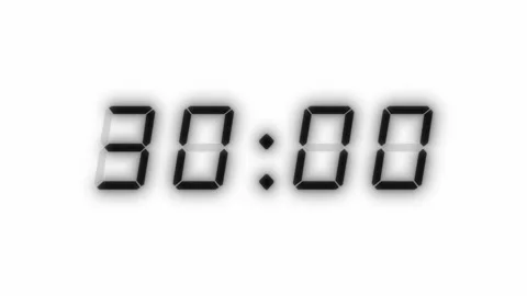4 digits, 30 second digital clock counting down from 30, black text on white 스톡 동영상 311838227