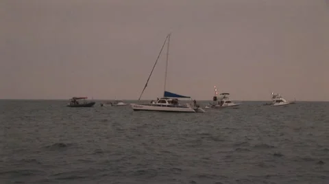 4 Diving Boats Includes a Sail Boat on Dive Spot in Hawaii Stock Footage 5234913
