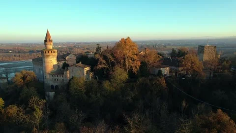 4. Drone view footage of the historic Castello di Rivalta in Piacenza Emili.. Stock Footage 337910060