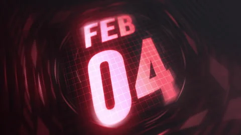 4 February in 3d motion graphic. Infrared calendar in futuristic and tech Stock Footage 292934170