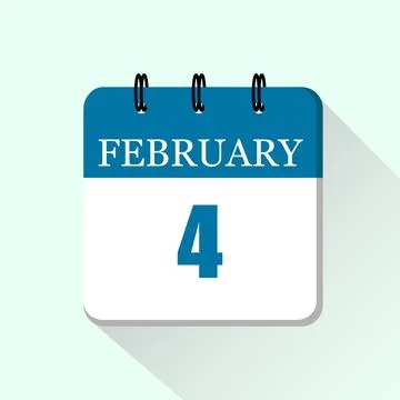 4 February Vector flat daily calendar icon. Date and month. Stock Illustration