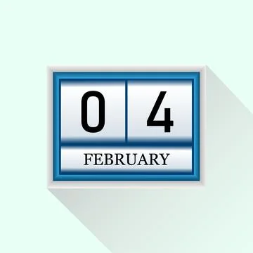4 February Vector flat daily calendar icon. Date and month. Stock Illustration