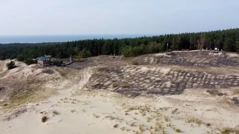 4 fighting sand, sand covers the forest, observation deck Stock Footage 266939357