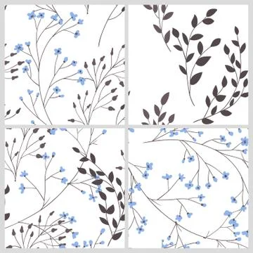 4 floral patterns Stock Illustration