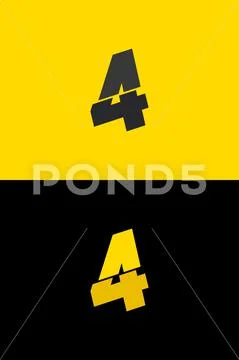 4 font number logo, lightning flash power design. For energy labels ...
