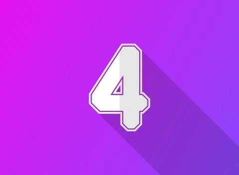 4 font number, modern dynamic design with long shadow on purple gradient back Stock Illustration