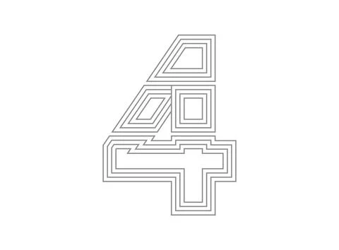 4 font number vector.  Condensed thin, Parallel stylize line letter. Thin mon Stock Illustration