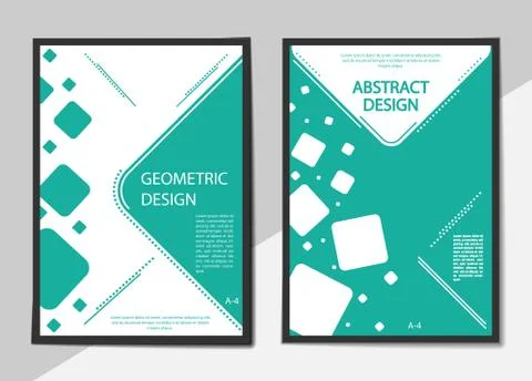 A-4 format cover in a flat style with squares of different shapes for books, イラスト素材