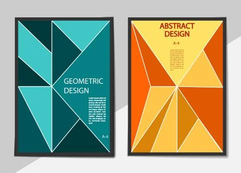 A-4 format cover in the Plsk style with different geometric shapes of differe 스톡 일러스트