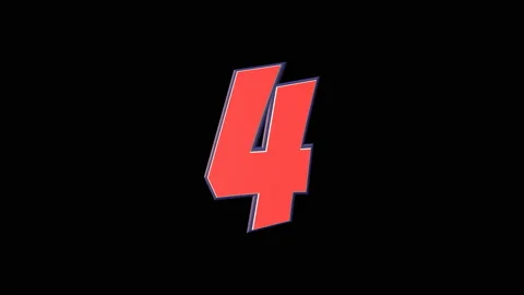 4, Four Number Comic Number, with Alpha Matte, Loop Stock Footage 130365816