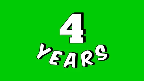 4 four years text animation motion graphics cartoon on green screen Stock Footage 306141167