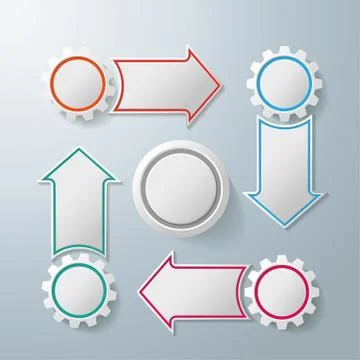 4 gears with 4 arrows cycle Illustrazione stock