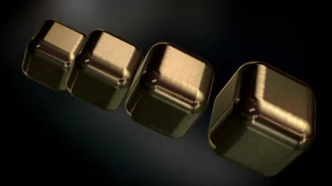 4 Golden Cubes Loop Stock Footage 245940595