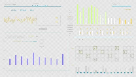 4 Graph chart HUD digital Data User Interface screen text. 库存影片 329065756