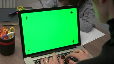 4 Green Screen On Laptop Computer For Internet And Website Stock Footage 147096708