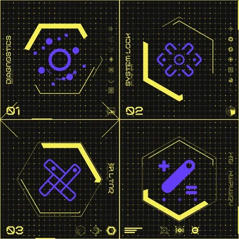4 Grid Icon Panel 01 Stock Footage 294040560