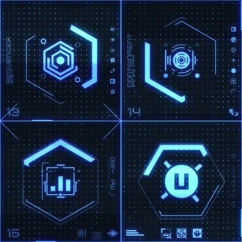 4 Grid Icon Panel 04 Stock Footage 294040135