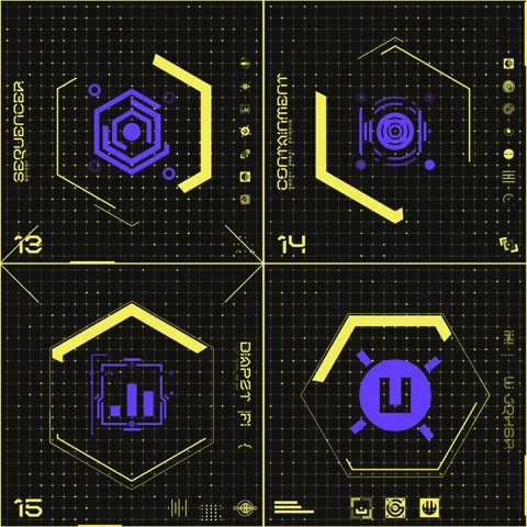 4 Grid Icon Panel 04 Stock Footage 294040838