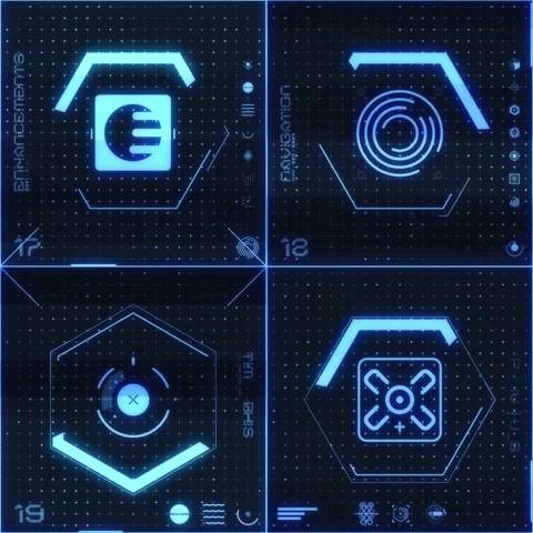 4 Grid Icon Panel 05 Stock Footage 294040144