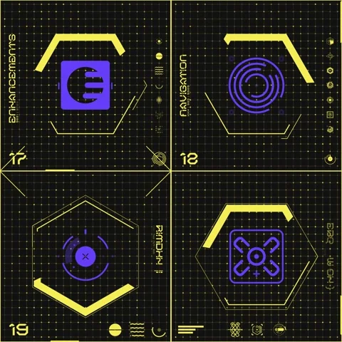 4 Grid Icon Panel 05 Stock Footage 294041699