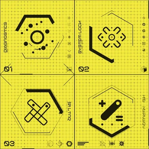 4 Grid Yellow &amp; Black Icon Panel 01 스톡 동영상 294039843