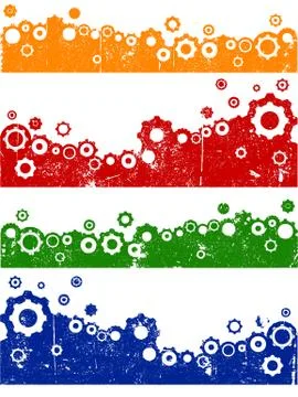 4 Grunge Cog graphic elements Illustrazione stock