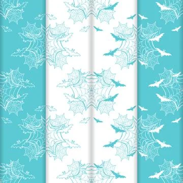 4 Halloween vector seamless pattern with web, bats イラスト素材
