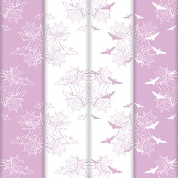 4 Halloween vector seamless pattern with web, bats Illustrazione stock