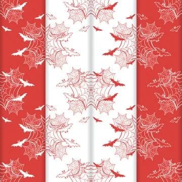 4 Halloween vector seamless pattern with web, bats Illustrazione stock