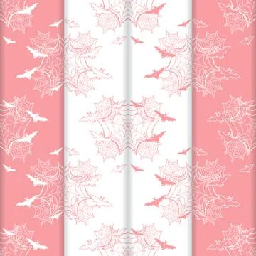 4 Halloween vector seamless pattern with web, bats Illustrazione stock