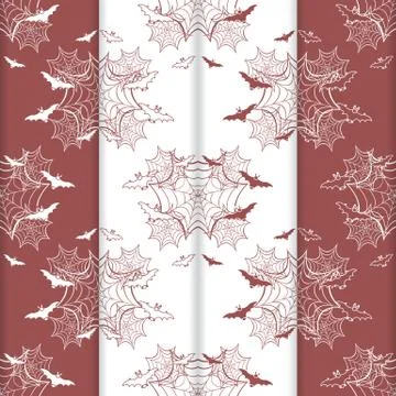 4 Halloween vector seamless pattern with web, bats イラスト素材