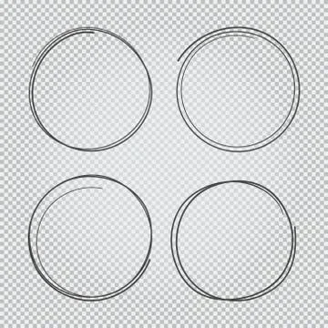 4 hand drawn scribble circles set Stock Illustration