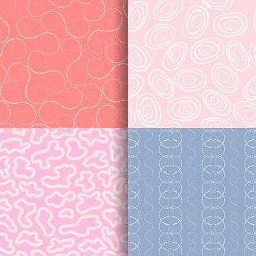 4 hand drawn seamless pattern set,for decorative,fashion,fabric,wallpaper and Stock Illustration