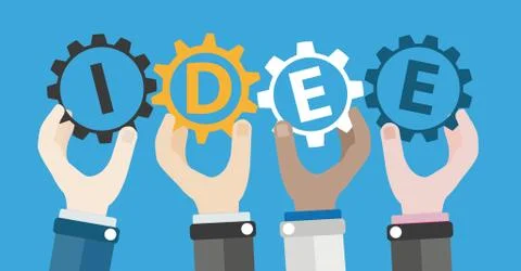4 Hands 4 Gears Idee Stock Illustration