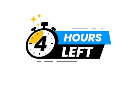 4 hours left label. Countdown timer banner sticker Stock-Illustration