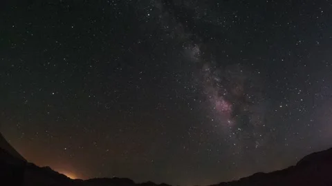 4 hours night-lapse in Wadi Rum with a Milky Way Stock Footage 247760728