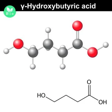 4-Hydroxybutanoic acid molecular structure Stock Illustration