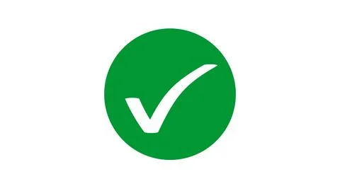 4 image of white check mark animation on green circle Stock Photos