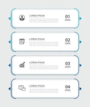 4 infographics data rectangle tab index template. Illustration business abs.. Stockillustratie