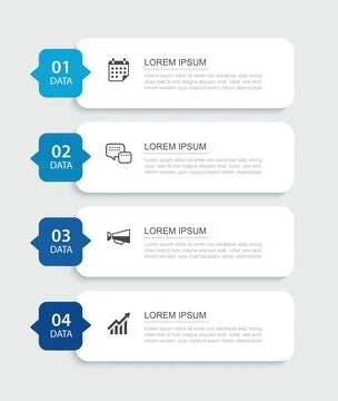 4 infographics data rectangle tab index template. Illustration business abs.. Illustrazione stock