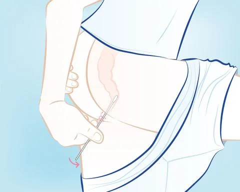 4-insert the swab into the rectum with hand Stock Illustration