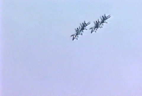 4 jet strafe Stock Footage 299984