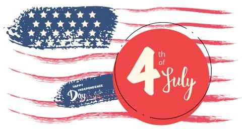 4 July card with flag elements. Happy Independence Day horizontal banner. Tem Illustrazione stock