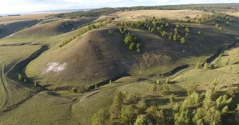 4 k flying over the forest and unusual Hill Stock Footage 73019040
