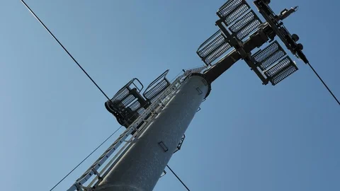4 k funicular cableway in Monjuic Barcelona, driving cabines, mechanical gear Stock Footage 92528633
