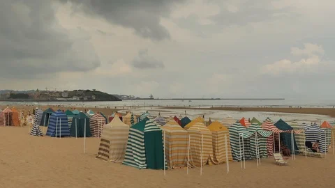 4 k Timelaps frame posterise fasted video with view of Cnatabrian Sea beach Stock Footage 92483324