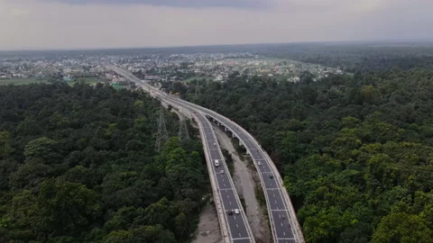 4 lane Highway passing through forest and agricultural land in Uttarakhand,  Stock Footage 161118544
