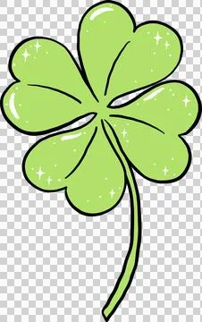 4 Leaf Clover with long stem Hand Drawn Doodle Illustrazione stock