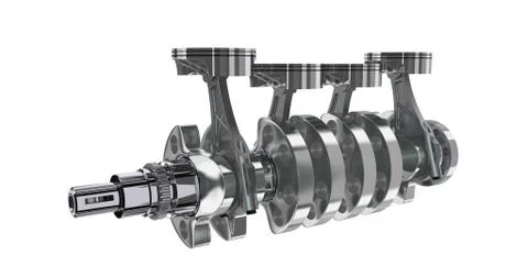 4 in line engine. 3D render Stock Illustration