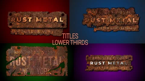 4 lower thirds, titles, intro, 2D simple animation RUST METAL Stock After Effects